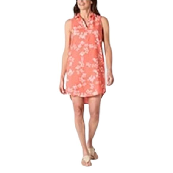 ST. John's Bay - Women's Loose Sleeveless Dress - Orange Floral - Medium - Picture 3 of 14